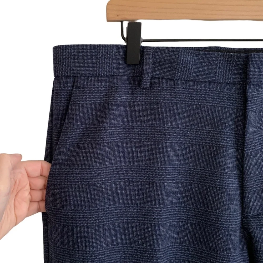 J. Crew Navy Plaid Wool Blend Ludlow Slim Fit Pants (Academia Grandpa Preppy)